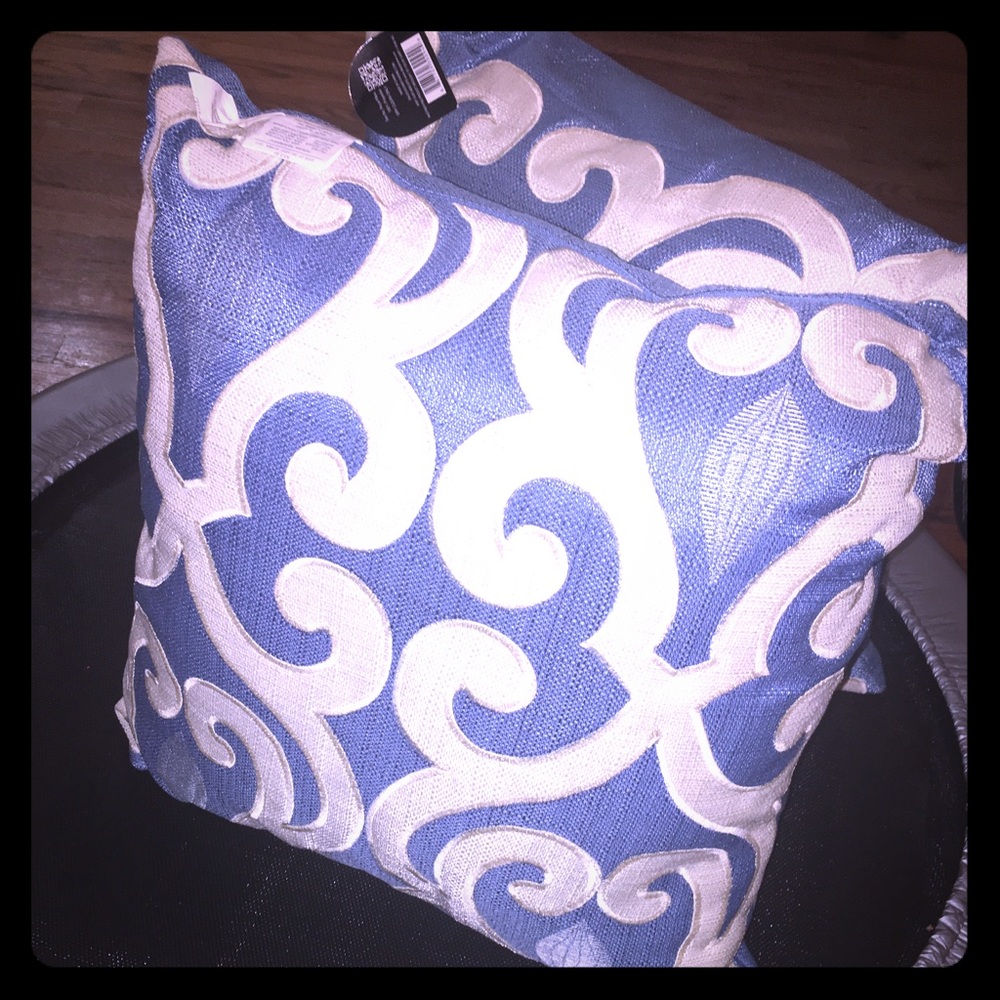 Never used Two Blue and White Decorative pillows